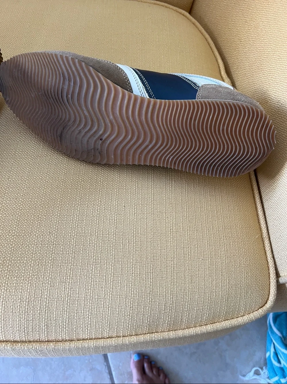 Men's Italian Casual Leather & Suede Sneakers in White, Navy & Tan size 41